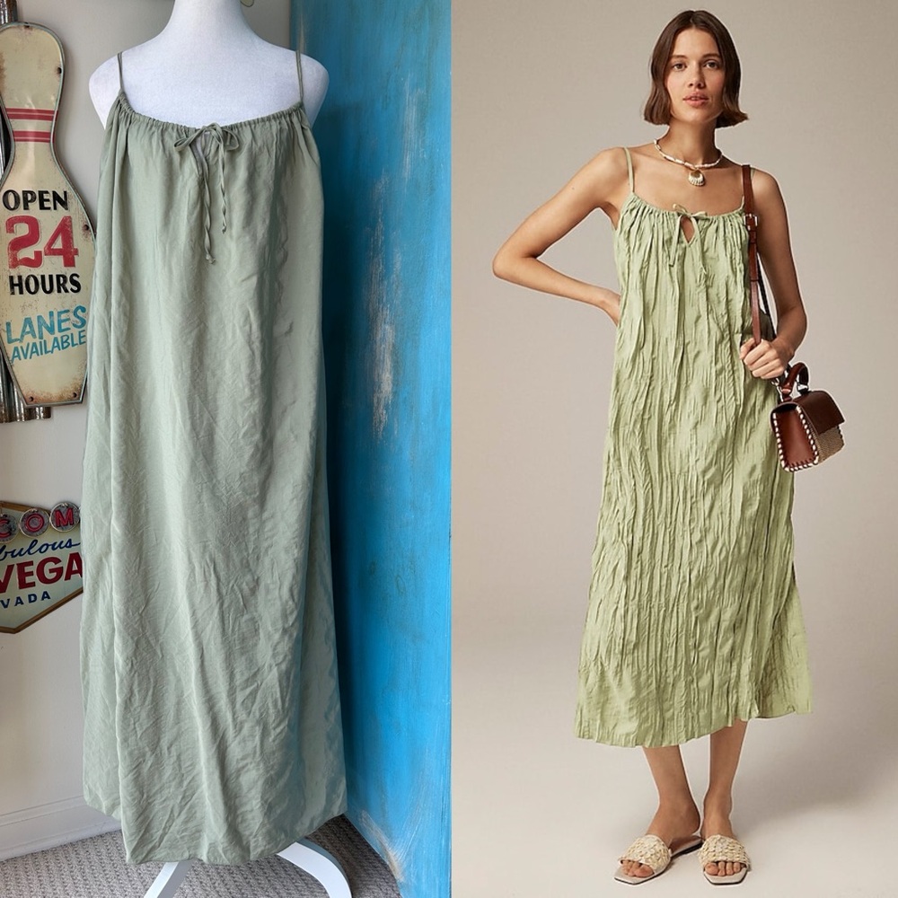 J. Crew Crinkled Side-Slit Midi Dress